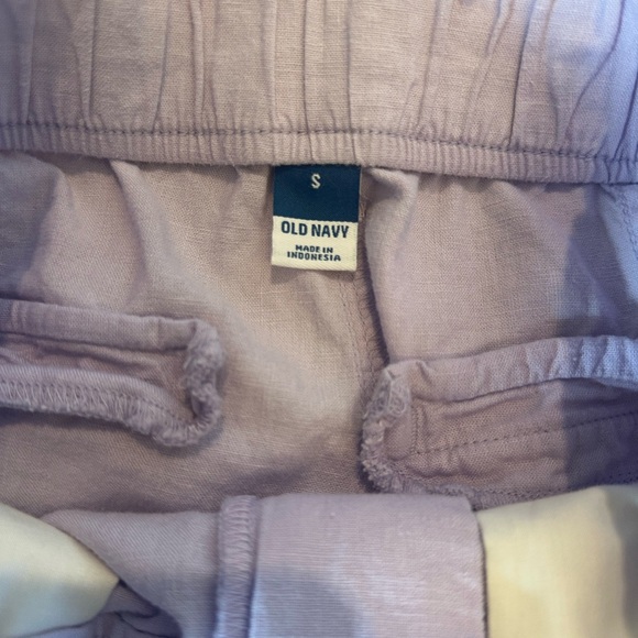 Linen blend Light Purple Wide-Leg capri Pants - Picture 3 of 3